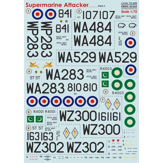 Decals for 1/72 Supermarine Attacker Part.1