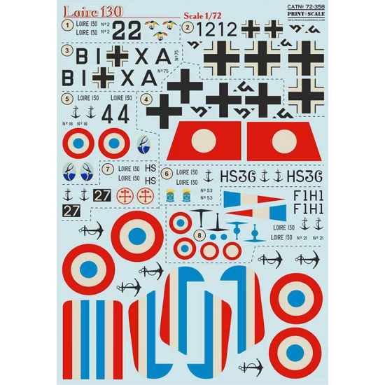 Decals for 1/72 French Flying Boat Loire 130