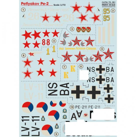 Decals for 1/72 Petlyakov Pe-2