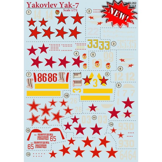 Decals for 1/72 Yakovlev Yak-7