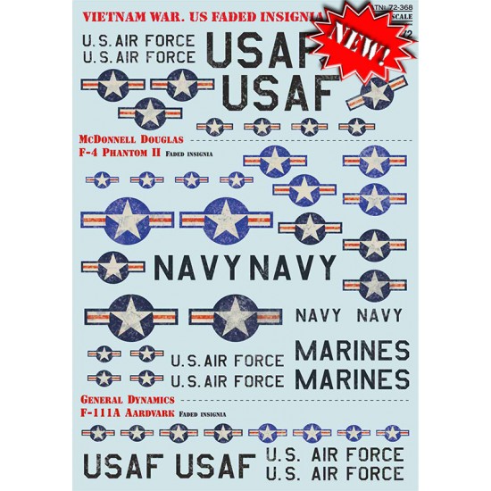 Decals for 1/72 Vietnam War US Faded Insignia