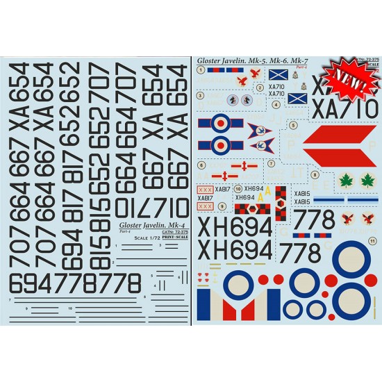 Decals for 1/72 Gloster Gavelin Mk.5, Mk.6, Mk.7 Part. 4