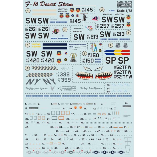 Decals for 1/72 F-16 Desert Storm