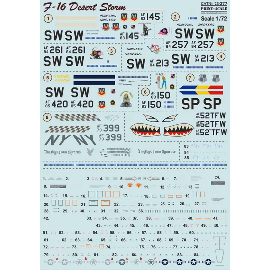 Decals for 1/72 F-16 Desert Storm