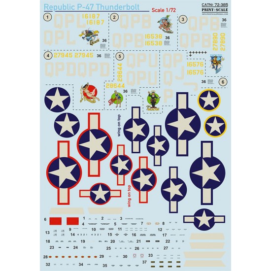 Decals for 1/72 Republic P-47 Thunderbolt
