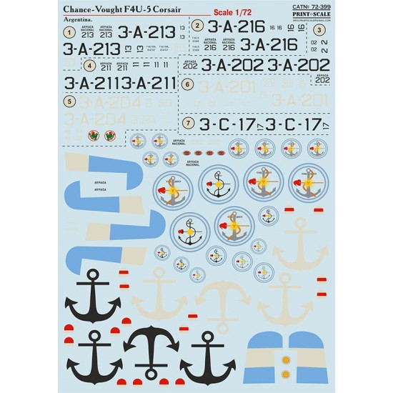 Decals for 1/72 Chance-Vought F4U Corsair. Argentina.