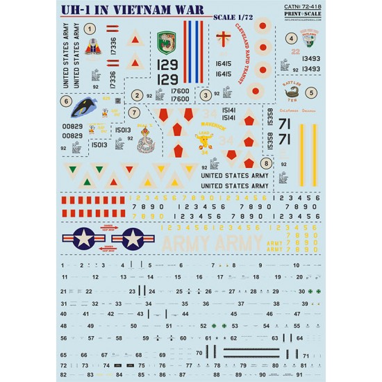 Decals for 1/72 Bell UH-1 in Vietnam War