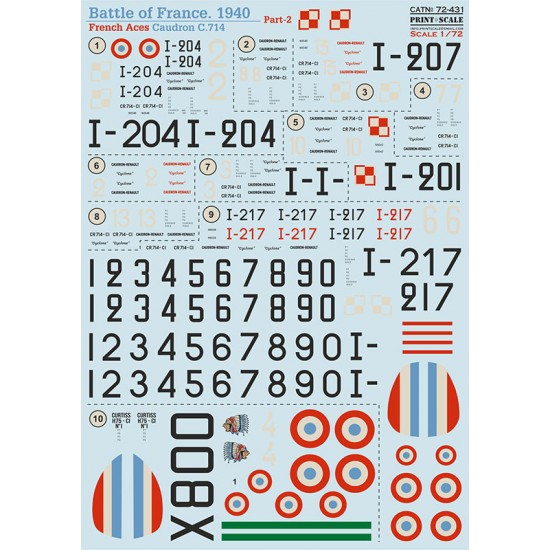 Decals for 1/72 Battle of France, 1940: French Aces Caudron C.714
