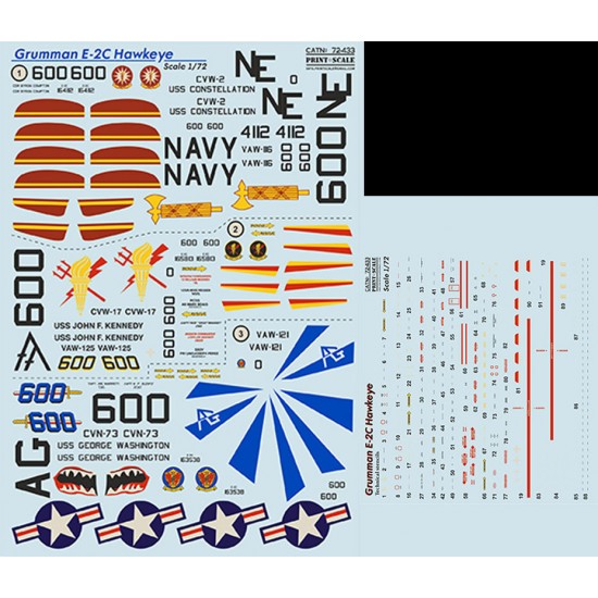 Decals for 1/72 Grumman E-2C Hawkeye Part 2 The Complete Set
