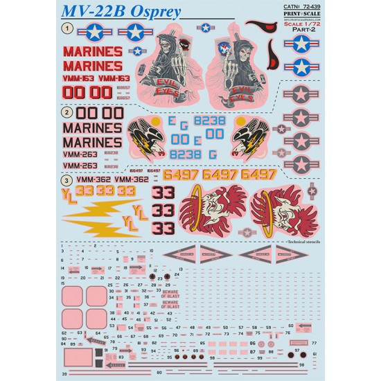 Decals for 1/72 Bell Boeing MV-22B Osprey