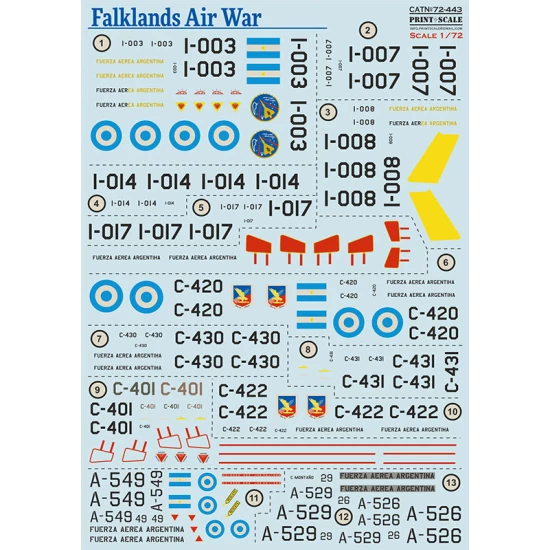 1/72 Falklands Air War Argentina Water-slide Decal