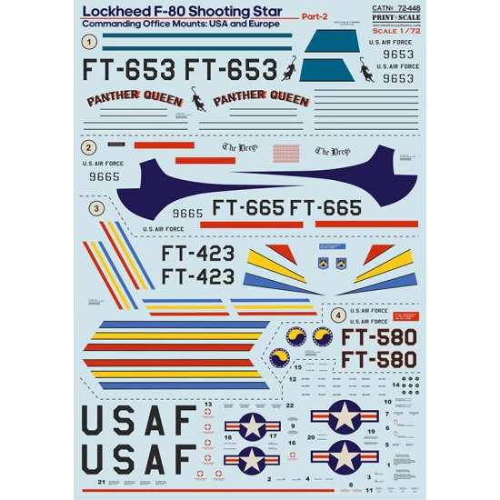 Decals for 1/72 Lockheed F-80 Commanding Office Mounts: USA & Europe Part 2