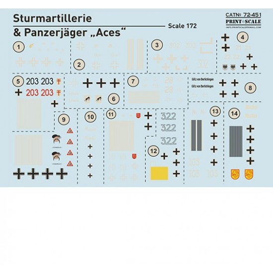 Decals for 1/72 Sturmartillerie and Panzerjager Aces