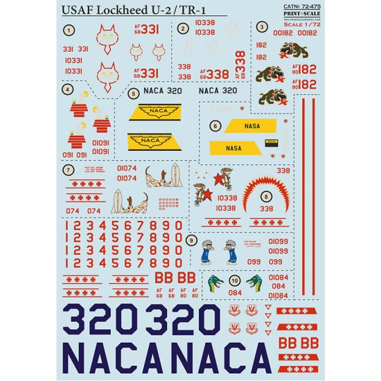 Decals for 1/72 Lockheed U-2/TR-1