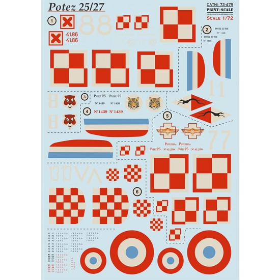 Decals for 1/72 Potez 25/27 Sesquiplane