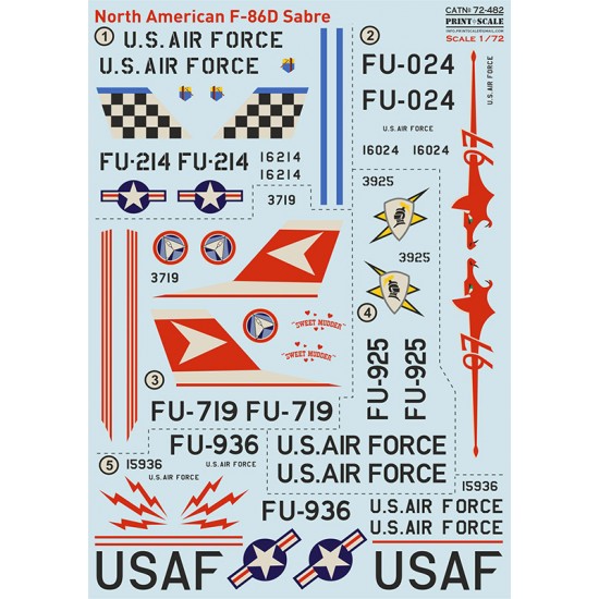 Decal for 1/72 North American F-86D Sabre