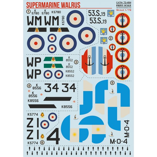 Decal for 1/72 Supermarine Walrus