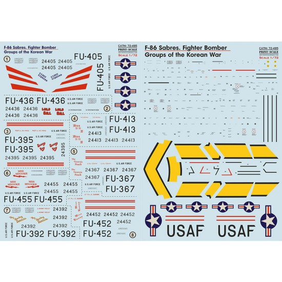Decal for 1/72 Korean War F-86 Sabre Fighter Bomber Groups