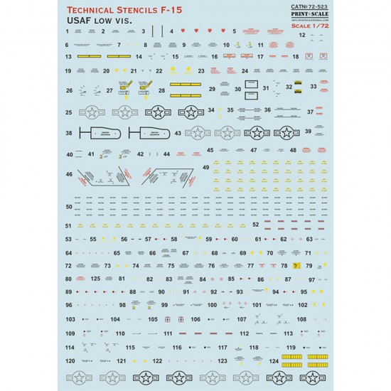 1/72 USAF F-15 Technical Stecils ''Low Vis'' Water-slide Decal