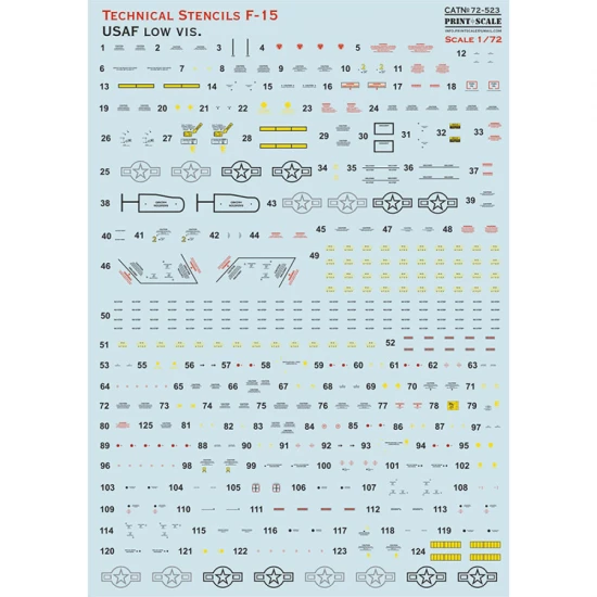 1/72 USAF F-15 Technical Stecils ''Low Vis'' Water-slide Decal