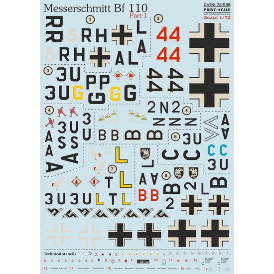 1/72 Messerschmitt Bf-110 Decals - Part 1