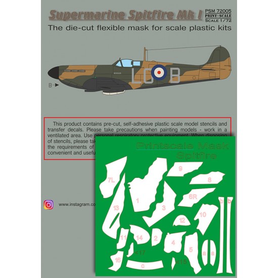 1/72 Supermarin Spitfire Mk.1 Masking & Decals