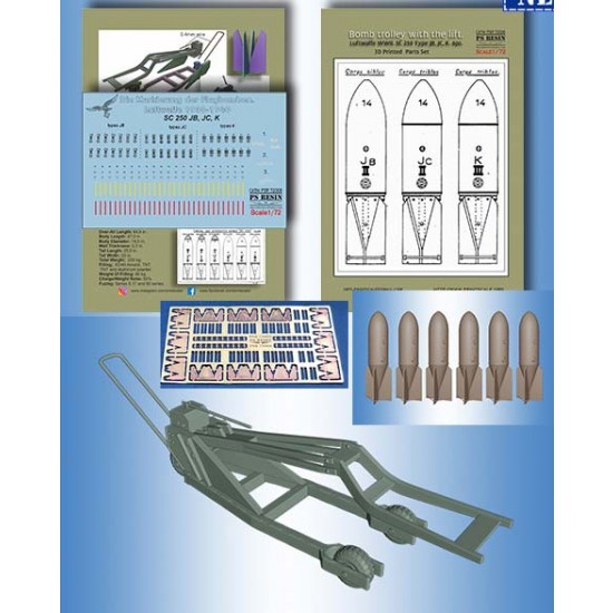 1/72 WWII Luftwaffe Bomb Trolley w/Lift SC 250 JB, JC, K