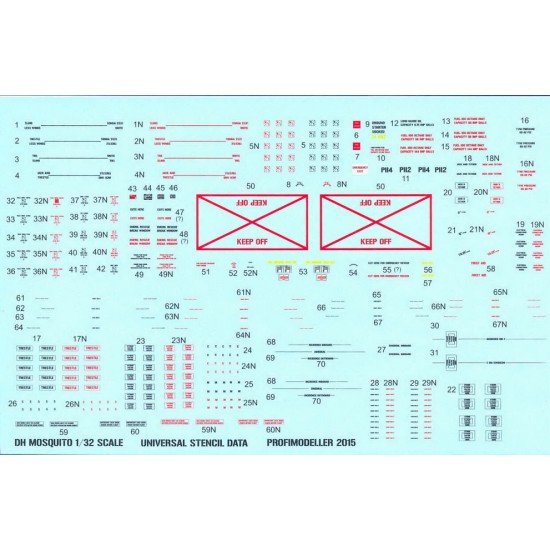 1/32 Mosquito Universal Stencils Decal for Day and Night Version