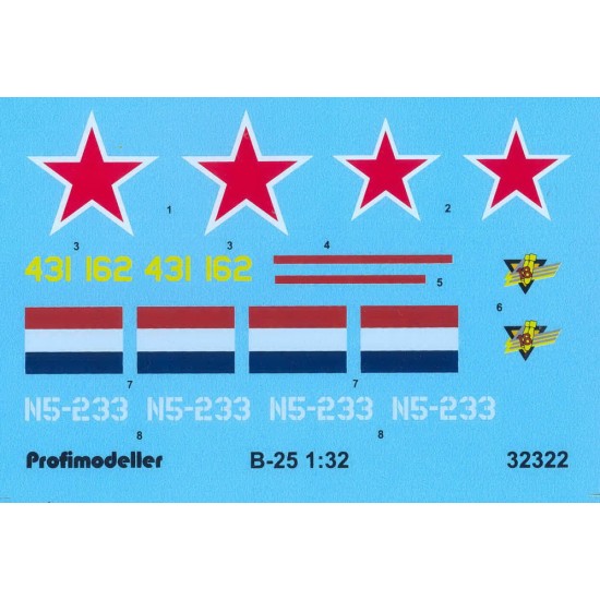 1/32 North American B-25 Mitchell CCCP & Holland Decals for HK Model kits