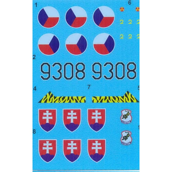 Decal for 1/32 Mikoyan MiG-29A CSSR, CZ, SK, Nr. 9308