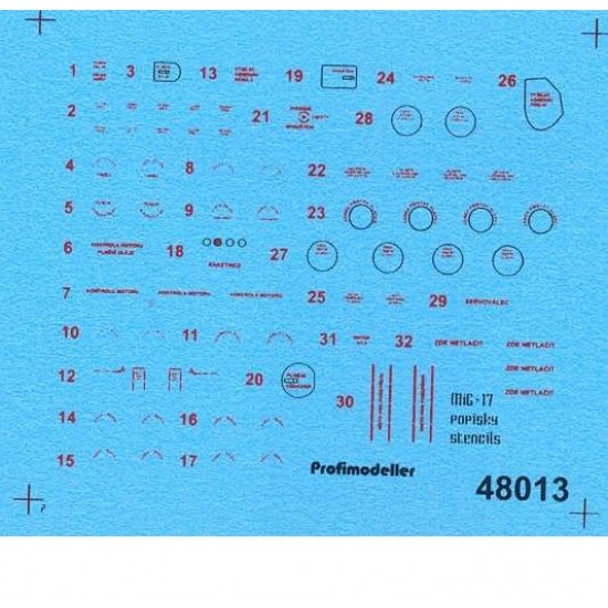 Decal for 1/48 CSAF Mikoyan-Gurevich MiG-17 Stencils