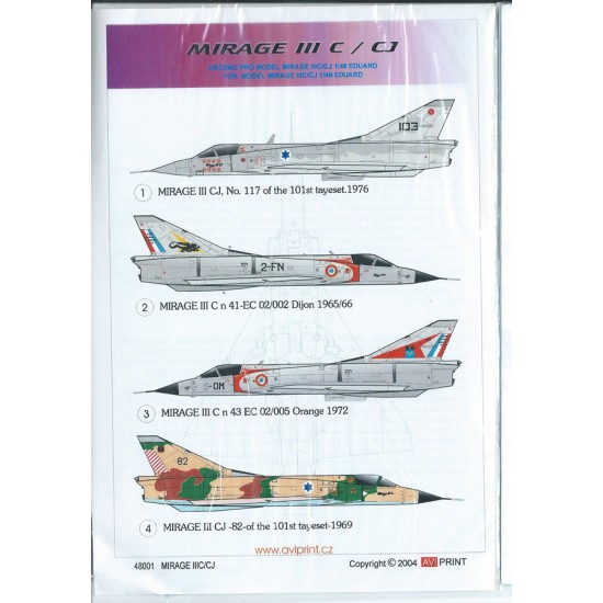 [AVI Print] 1/48 Dassault Mirage IIIC/CJ Decals for Eduard kits
