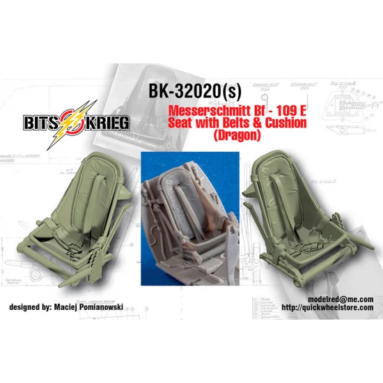 1/32 Messerschmitt Bf-109 E Seat with Belts and Cushion for Dragon kits