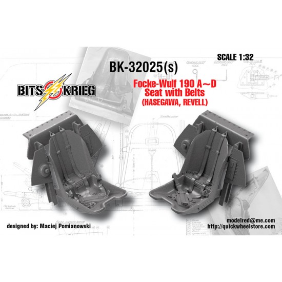1/32 Focke-Wulf 190 A-D Seat with Belts for Hasegawa/Revell kits