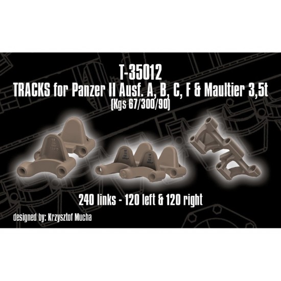 1/35 Tracks for Panzer II Ausf. A, B, C, F & Maultier 3.5t (Kgs 67/300/90)