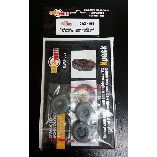 1/35 SdKfz.251 / SdKfz.11 Front Wheels + 1 Spare Wheel (Dunlop) with Wheel Mask