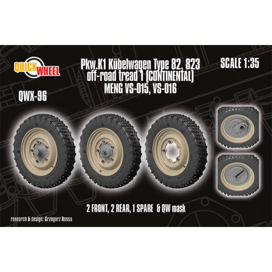 1/35 Pkw.K1 Kubelwagen Type 82, 823Off-road 1 (continental) Wheels for Meng kit
