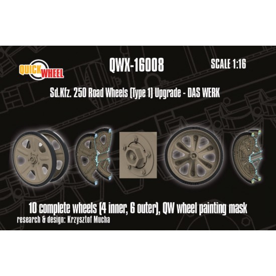 1/16 Sd.Kfz. 250 Road Wheels Type 1 Upgrade set for Das Werk kits