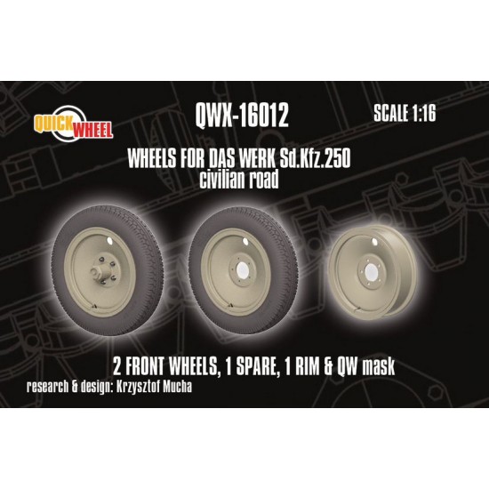 1/16 Sd.Kfz. 250 Wheels for Das Werk kits (civilian road)