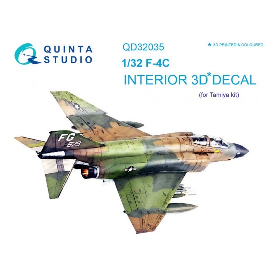 1/32 F-4C Phantom II 3D-Printed & Coloured Interior on Decal Paper for Tamiya kit