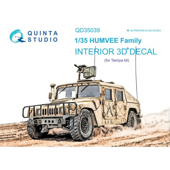 1/35 HUMVEE Family 3D-Printed & Coloured Interior on Decal Paper for Tamiya kits