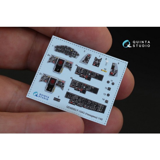 1/48 F-104G 3D-Printed & Coloured Interior Decals for Hasegawa kit