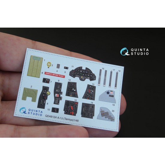 1/48 Douglas A-1J Skyraider 3D Printed & Coloured Interior Decals for Tamiya