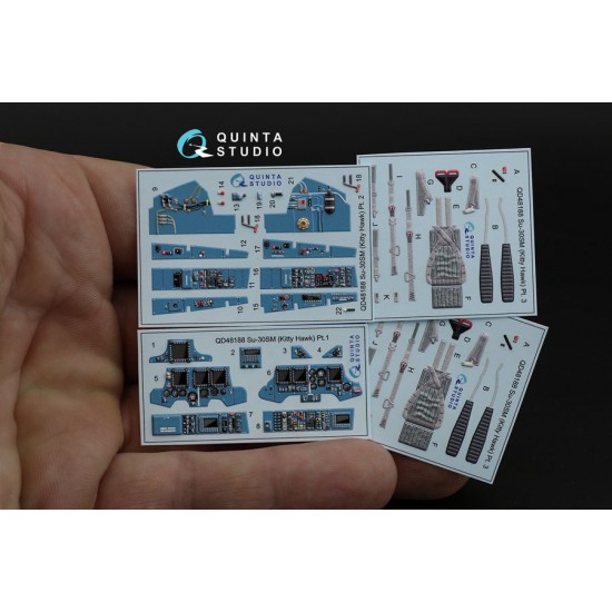 1/48 Sukhoi Su-30SM 3D Printed & Coloured Interior Decal Parts for KittyHawk