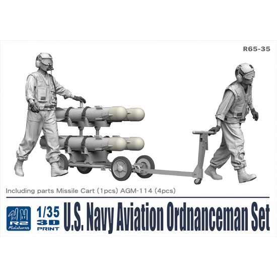 1/35 USN Aviation Ordnanceman Set with AGM-114 (4pcs) and Missile Cart