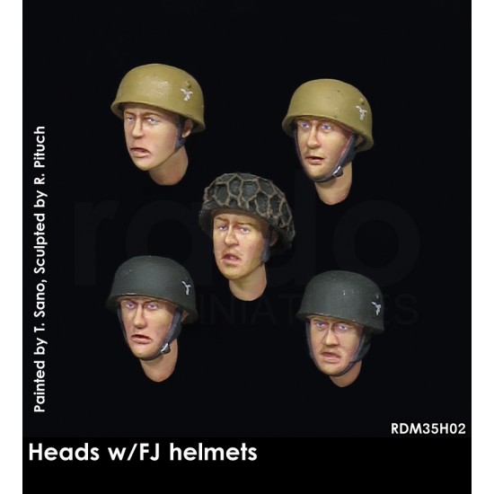1/35 5x Resin Heads Wearing Fallschirmjaeger M38 Helmets
