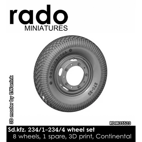 1/35 SdKfz.234 Wheel set, Continental Thread (8 wheels, 1 spare, 3D Print)