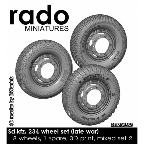 1/35 Sdkfz.234 Late War Wheels, Mixed Type