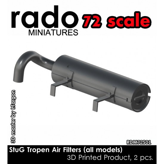 1/72 StuG III Troppen Air Filters (all models), 3D printed product, 1/72 scale