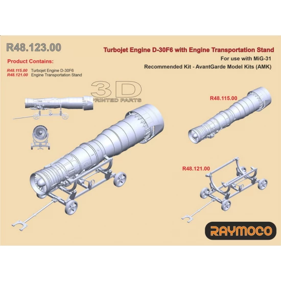 1/48 Mikoyan MiG-31 Engine D-30F6 with Transportation Stand for AMK kits